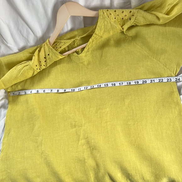 100% linen dress, short sleeves, midi length. Yellow. Size XL/XXL. - Picture 7 of 9
